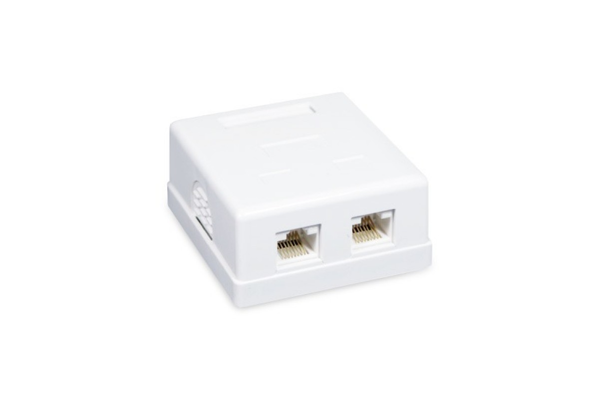 Розетка Настенная, 2 Модуля, SHIP, A168, Модуль: Cat,5e, RJ-45, UTP, Белая