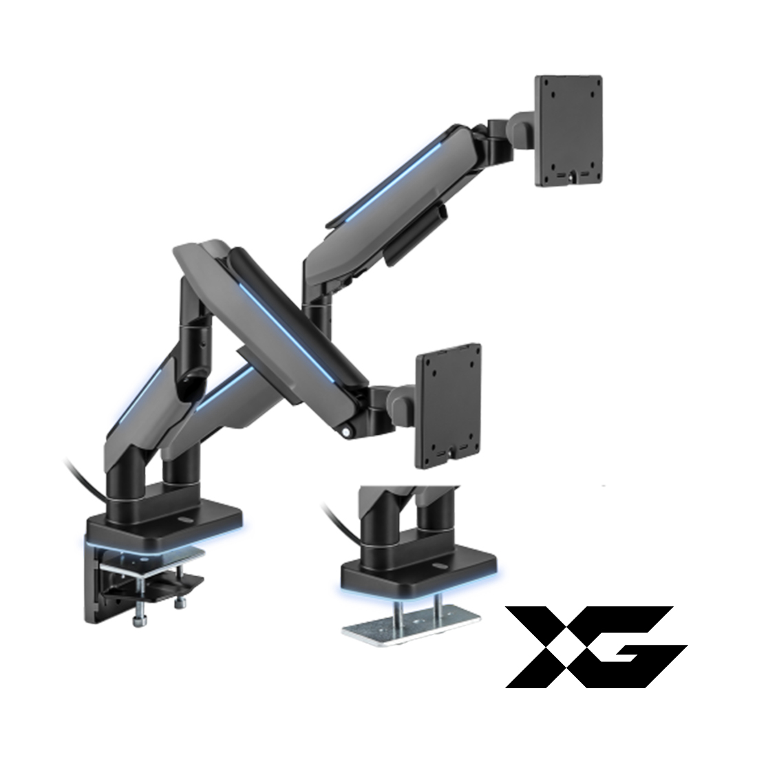 Настольный кронштейн с газлифтом,XG, MGG-1735D grey, для мониторов 17"-35", Нагрузка 2х20 кг., Наклон + 50°~- 20°, Поворот +/- 90°, Вращение монитора 