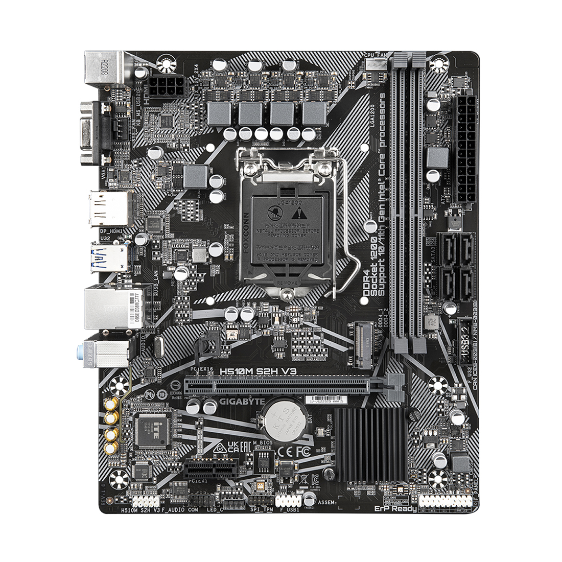 Мат.плата Gigabyte H510M S2H V3 ,MB Socket1200, MATX, iH470 (VGA+DVI+HDMI), 2DDR4, PCIx16, 2PCIx1