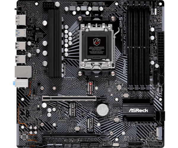 Мат.плата AMD ASRock B650M PG Lightning AM5 4xDDR5 4xSATA3 3xM.2 HDMI DP mATX