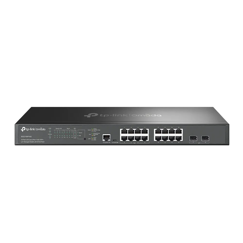 Коммутатор PoE+ управляемый 2.5 GbE 16-портовый Tp-Link SG3218XP-M2 <JetStream™ 16 портов 2.5GBASE-T (из них 8 портов с поддержкой 802.3af/at max 30W 