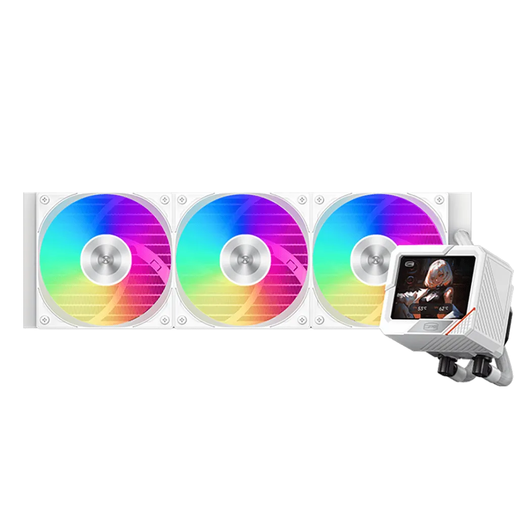 Водяное охлаждение для CPU PCCooler GT360M ARGB Display WH 115X/1200/1700/1851/AM4/AM5 Белый