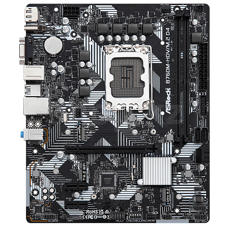 Мат.плата ASRock B760M-HDV/M.2 LGA1700 2xDDR5 4xSATA RAID M.2 VGA HDMI DP mATX