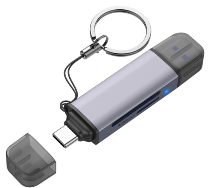 Кардридер Netac WK13GYCN USB3.0+Type-C SD/microSD серый