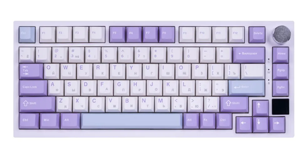 Клавиатура, Ajazz, AK820/Moon/GWY, AK820, Игровая, Механическая, 75%, Moon Switches, USB, Подсветка RGB, Анг/Рус, Белый