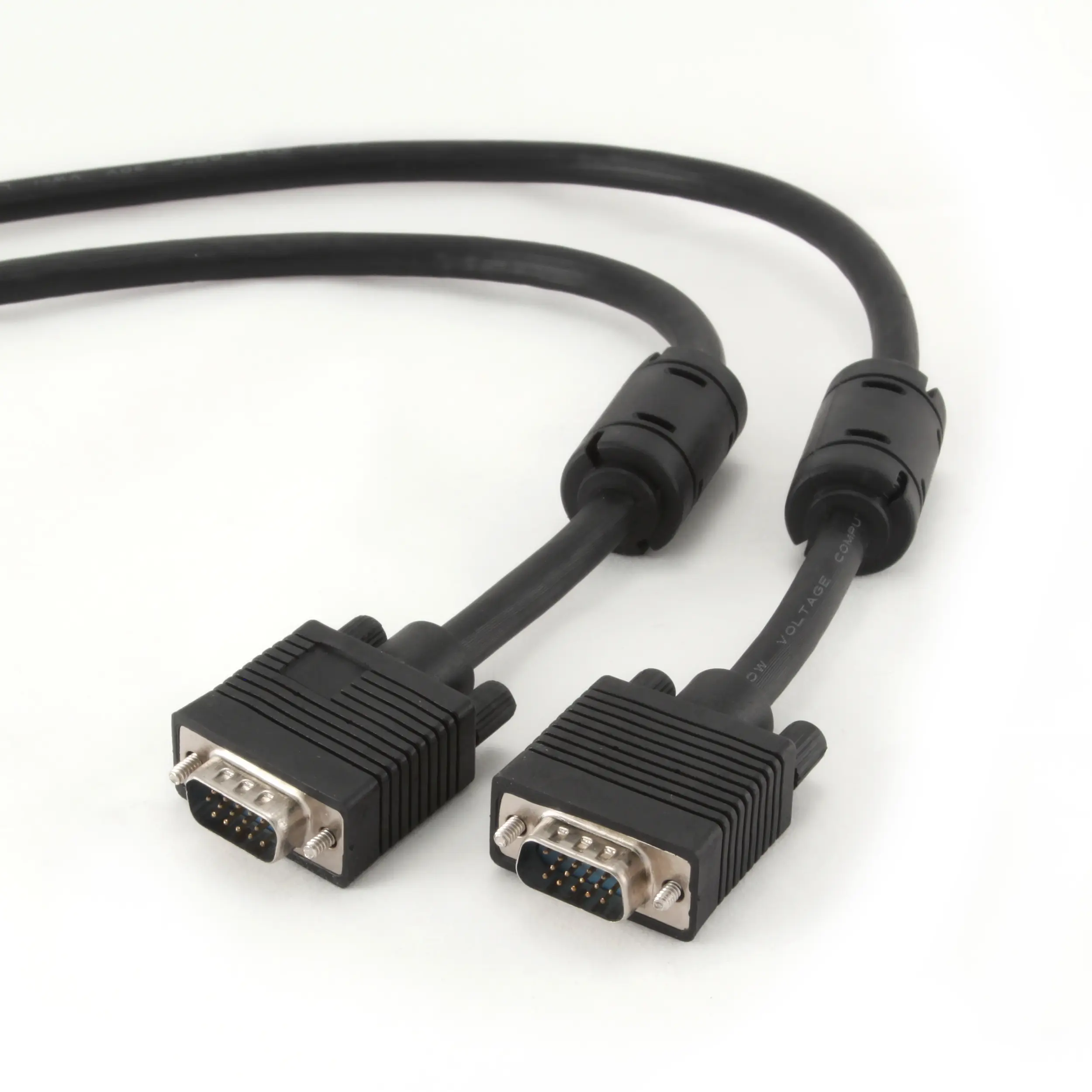 Кабель VGA Premium Cablexpert CC-PPVGA-6B, 15M/15M, 1.8м, черный, двойной экран, феррит.кольца, паке
