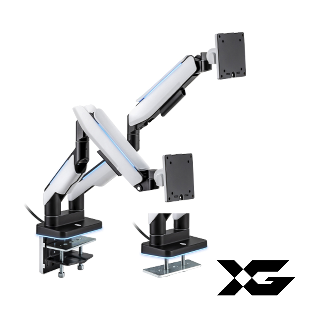 Настольный кронштейн с газлифтом,XG, MGG-1735D white, для мониторов 17"-35", Нагрузка 2х20 кг., Наклон + 50°~- 20°, Поворот +/- 90°, Вращение монитора