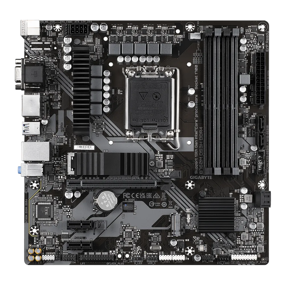 Мат.плата Gigabyte B760M DS3H DDR5,4DDR5,LGA1700,(VGA+2DP+HDMI), PCIx16, 2PCIx1