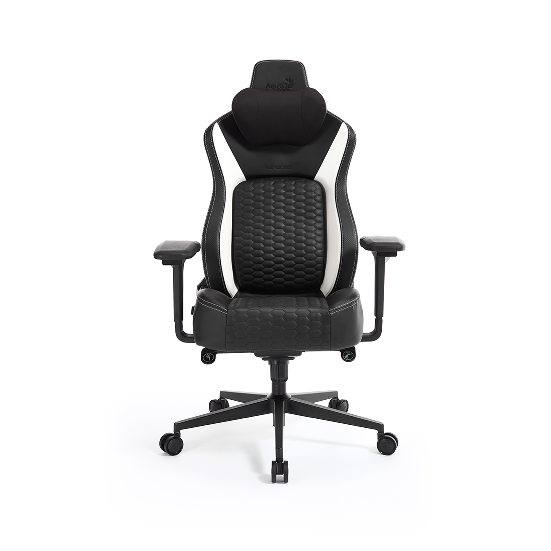 Игровое компьютерное кресло Aerocool, CROWN Pro Racer White, Искусственная кожа PU AIR, (Ш)65*(Г)70*(В)122 (132) см, Черно-Белый