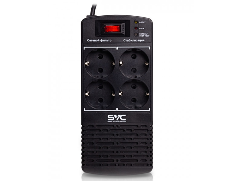 Стабилизатор (AVR), SVC, AVR-600-L, Мощность 600ВА/300Вт, LED-индикаторы, Диапазон работы AVR: 174-2