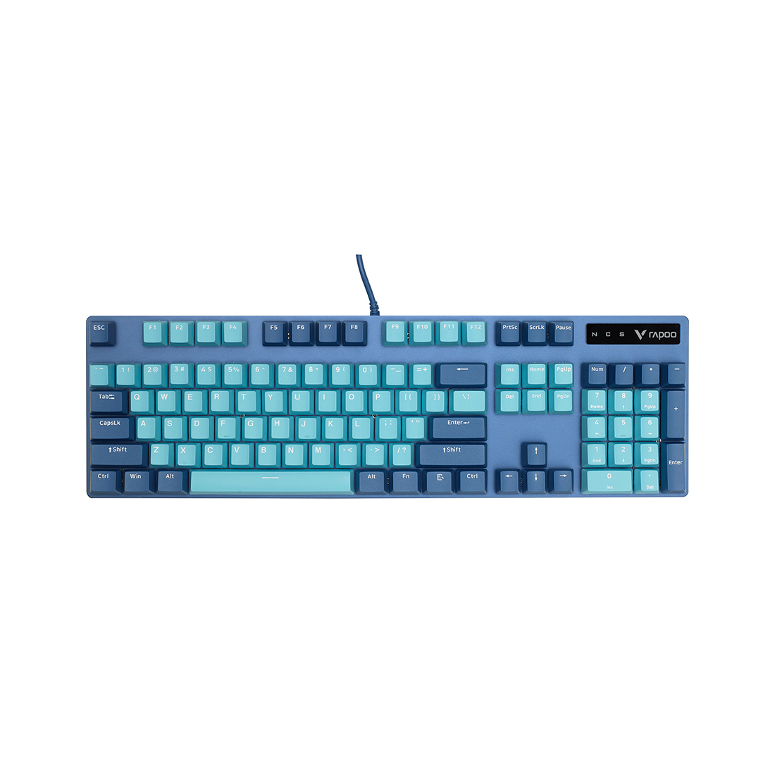 Клавиатура, Rapoo, V500PRO, ГОЛУБАЯ Игровая, USB, Кол-во стандартных клавиш 104, Длина кабеля 1,8 ме