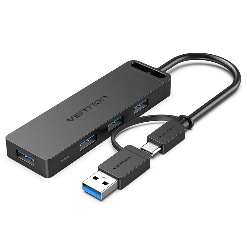 Расширитель USB Vention CHTBB <4-Port USB 3.0 Hub with USB-C & USB 3.0 2-in-1 Interface and Power Supply 0.15M ABS Type>
