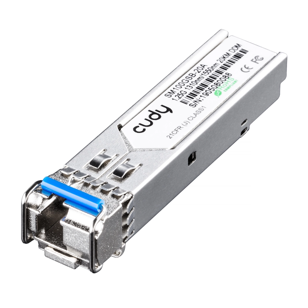 Оптический транссивер GbE SFP WDM CUDY SM100GSB-20A <1.25Gbs, SM, Bi-di, 1310Tx/1550Rx FP 20km, 12.5dB>