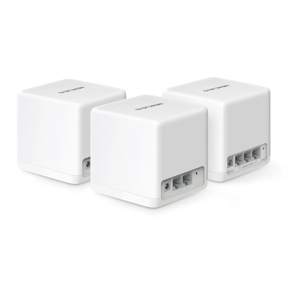 Домашняя Mesh Wi-Fi система GbE AX1500 Mercusys Halo H60X(3-pack) <Wi-Fi 6, бесшовный роуминг 802.11k/v/r, 1201Mbps 5Ghz + 300Mbps 2.4Ghz, 802.11ax/ac
