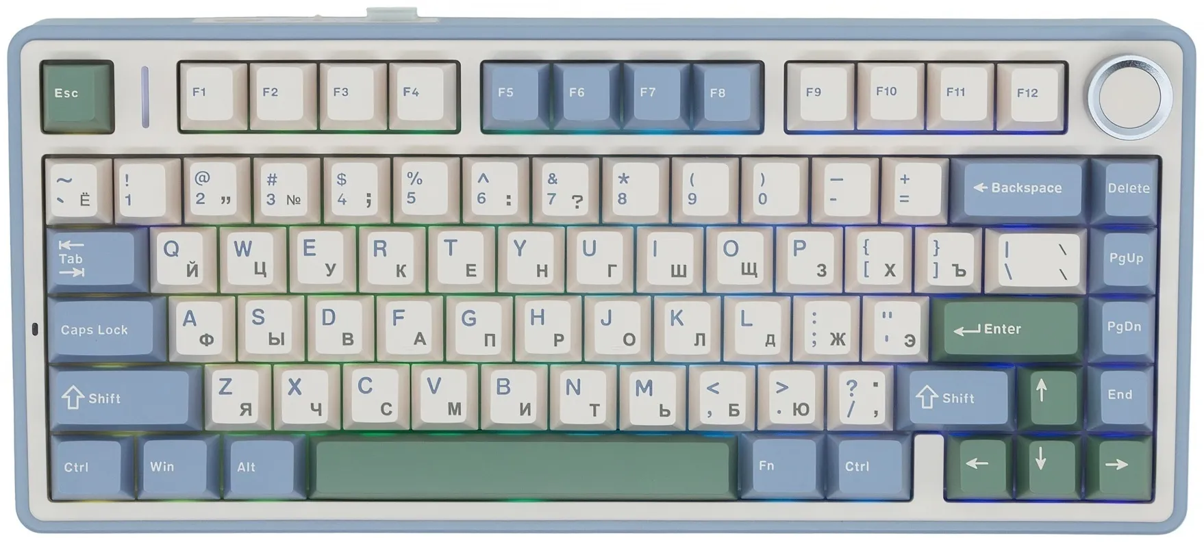 Клавиатура AULA F75, Light Purple+Beige+Light Green, mechanical, Gray Wood V3 switch, 80 keys EN/RU/KZ, 2.4/BT/USB-C