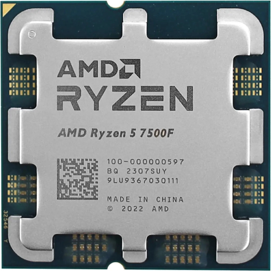 Процессор AMD Ryzen 5 7500F, oem ,CPU 3.7GHz (Raphael, 5.0), 6C/12T, (100-000000597), 6/32MB, 65W, A