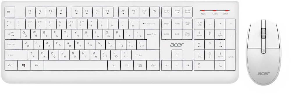Клавиатура + мышь Acer OCC401 клав:белый мышь:белый USB беспроводная Multimedia