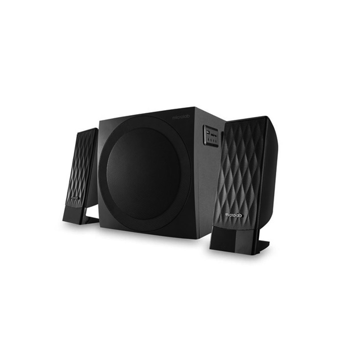 Колонки Microlab M300U, 2.1, 38Вт (12Вт*2+14Вт), Выход 2RCA, FM радио, SD, USB, Вход 3,5 MiniJack, Ч