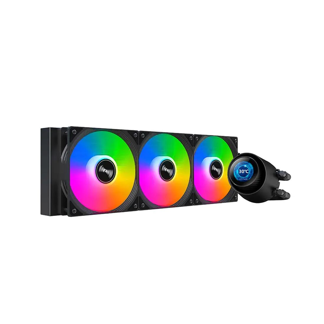 Кулер с водяным охлаждением, Huntkey, GX360R Atlas Shark Black, Intel 20хх/1851/1700/1200/115х и AMD AM5/AM4/, TDP 300W, 3*120мм ARGB, 800-2000RPM±10%