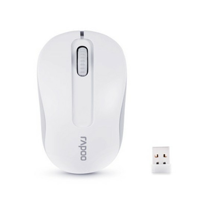 Мышь Rapoo, M-10 Plus, 3D, Оптическая, 1000dpi, Беспроводной 2.4 ГГц, Нано-ресивер, Эффективная дистанция 10 м., Батарейки в комплекте, Белый