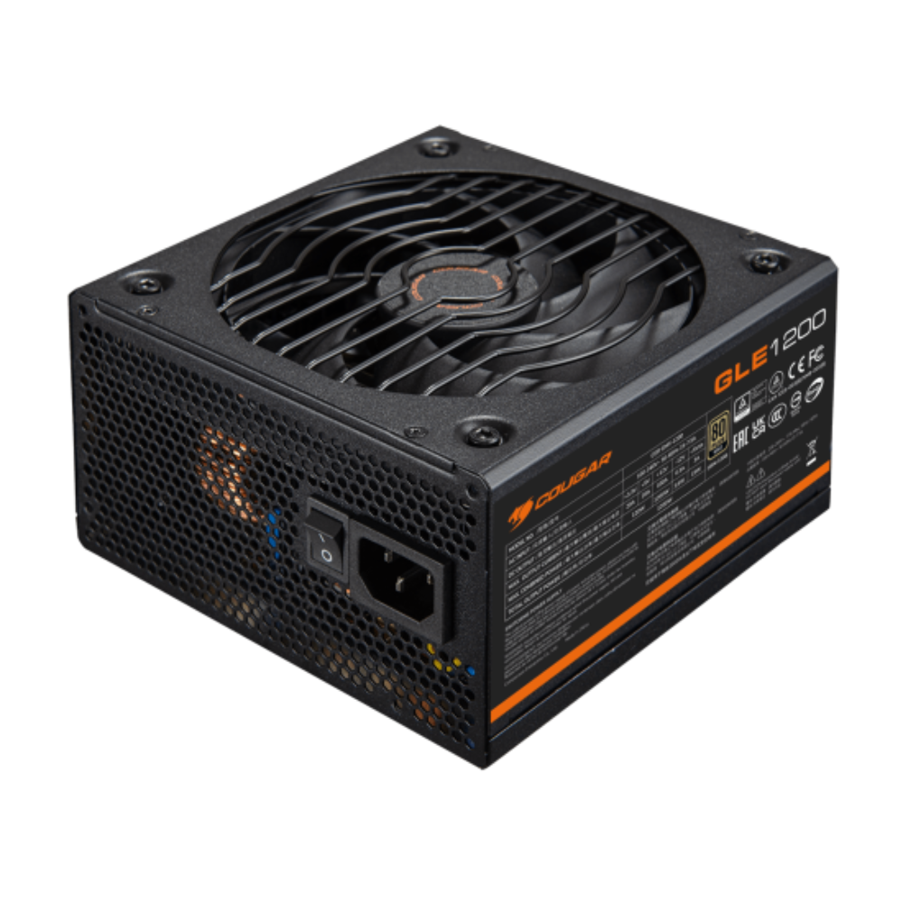 Блок питания, Cougar, GLE 1200, 1200W, ATX 3.1, APFC, GOLD, 20+4 pin, 2*4+4pin, 12*Sata, 4*Molex, 6*PCI-E 6+2 pin, 12V-2X6, Вентилятор 13,5 см, Модуль