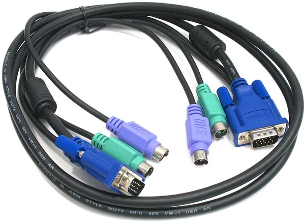 кабель, Для KVM Свичей 3 в 1 VGA+PS/2+PS/2, Male-Male, Пол. Пакет, 1.5 м