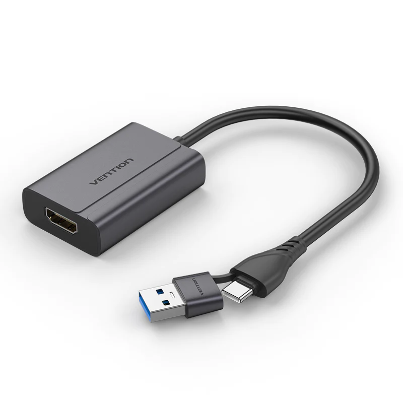Адаптер USB Vention ACYHB <USB-C + USB-A to HDMI Adapter 0.15M Gray Aluminium Alloy Type>