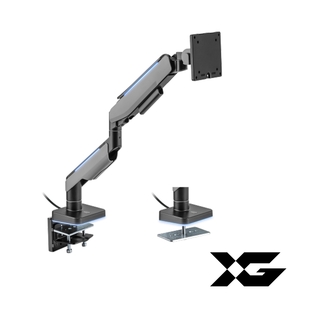 Настольный кронштейн с газлифтом,XG, MGG-1749 grey, для мониторов 17"-49", Нагрузка 20 кг., Наклон + 50°~- 20°, Поворот +/- 90°, Вращение монитора +/-