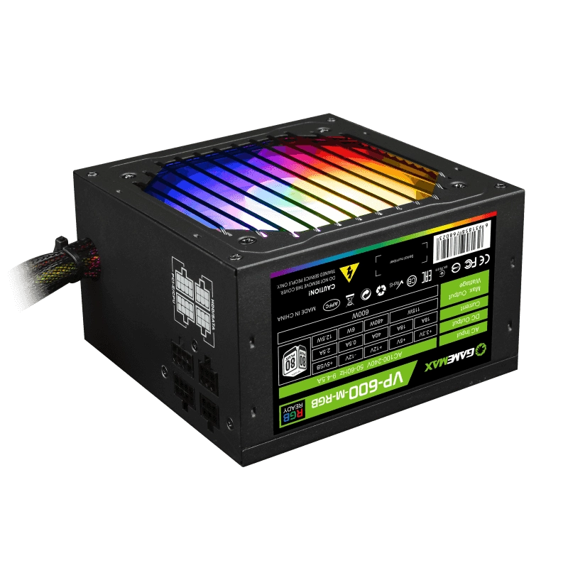 Блок питания Gamemax 600W VP-600-RGB-M <Модульный, 600W, RGB, 120mm, 80+, APFC, 5xSATA> v3