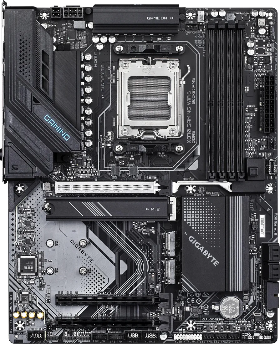 Мат.плата AMD Gigabyte X870 GAMING WF6, AM5, X870, 4xDDR5 4400/4800/5200/8200(OC), 4xSATA3, 3xM.2 (2*PCIe 4.0 x4/x2, 1*PCIe 4.0 x2), Raid, 1xHDMI, 2xU