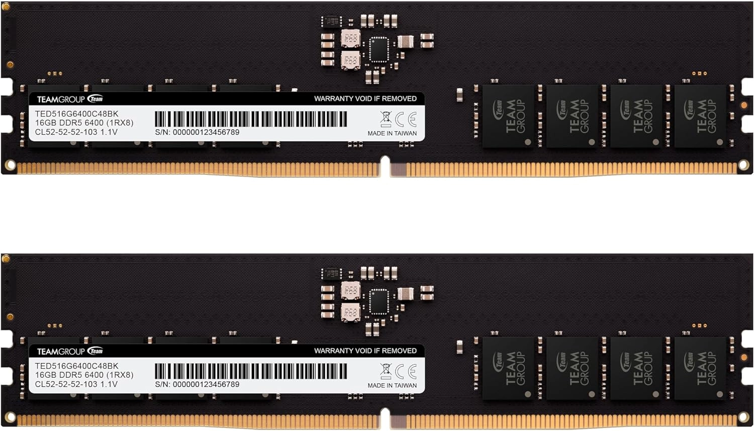 DDR5 32GB Kit (2x16GB) 6400MHz DDR5 Team Group ELITE PC5-51200 TED532G6400C52DC01