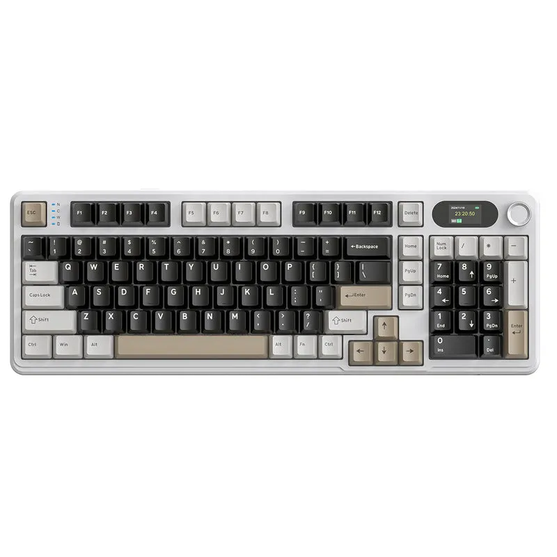 Клавиатура Attack Shark X98 PRO Cheese White, Mechanical, 99 keys, 2.4/BT/USB-C, EN/RU/KZ, 4000mAh, (6972792470559)