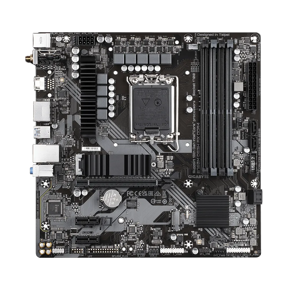 Мат.плата Gigabyte B760M DS3H AX DDR4 , MATX, iB760 (2DP+HDMI), 4DDR4, PCIx16, 2PCIx1