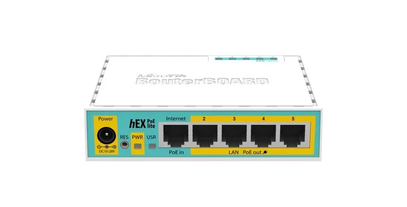 Сетевой маршрутизатор MikroTik hEX PoE lite ,Router 5 port 10/100M,(4+1)x10/100M,PoE,USB,RB750UPr2