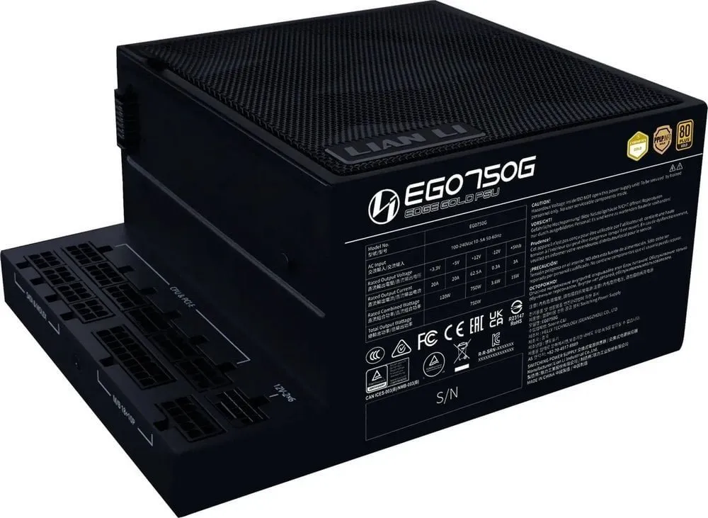 Блок питания Lian Li EG0750G 750W Full Modular, 80+ GOLD, КПД 90.5% G9P.EG0750G.B000.EU Black
