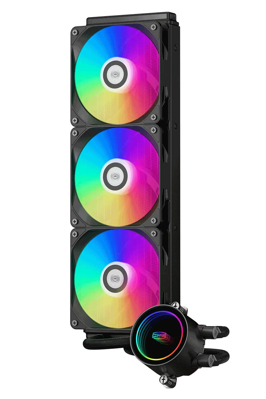 Водяное охлаждение для CPU PCCooler DA360 ARGB BK TDP 300W, 3x120mm ARGB Fans, 4-pin PWM, LGA Intel 115X/1200/1700/1851/20XX, AMD AM4/AM5 Black DA360 