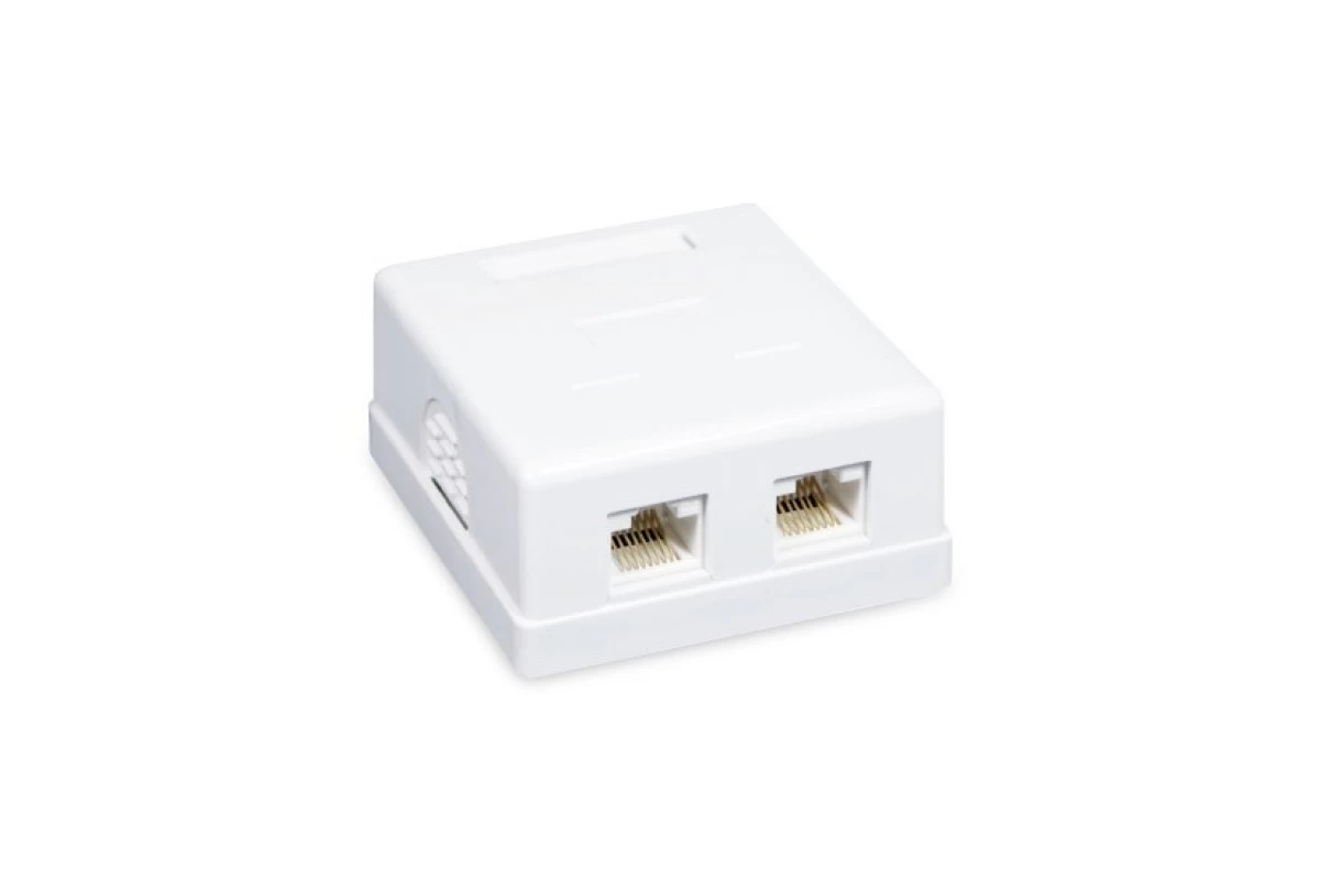 Розетка Настенная, 2 Модуля, SHIP, A168, Модуль: Cat,5e, RJ-45, UTP, Белая