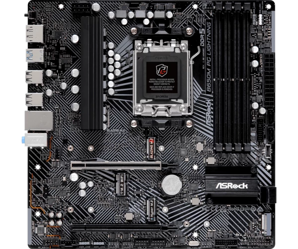 Мат.плата AMD ASRock B650M PG Lightning AM5 4xDDR5 4xSATA3 3xM.2 HDMI DP mATX