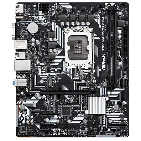 Мат.плата ASRock B760M-HDV/M.2 LGA1700 2xDDR5 4xSATA RAID M.2 VGA HDMI DP mATX