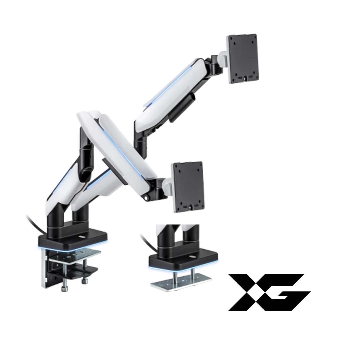 Настольный кронштейн с газлифтом,XG, MGG-1735D white, для мониторов 17"-35", Нагрузка 2х20 кг., Наклон + 50°~- 20°, Поворот +/- 90°, Вращение монитора