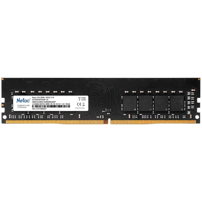 DDR4 Netac 16 Gb Basic, NTBSD4P26SP-16, DDR4 DIMM, 16Gb, 2666Mhz, C19
