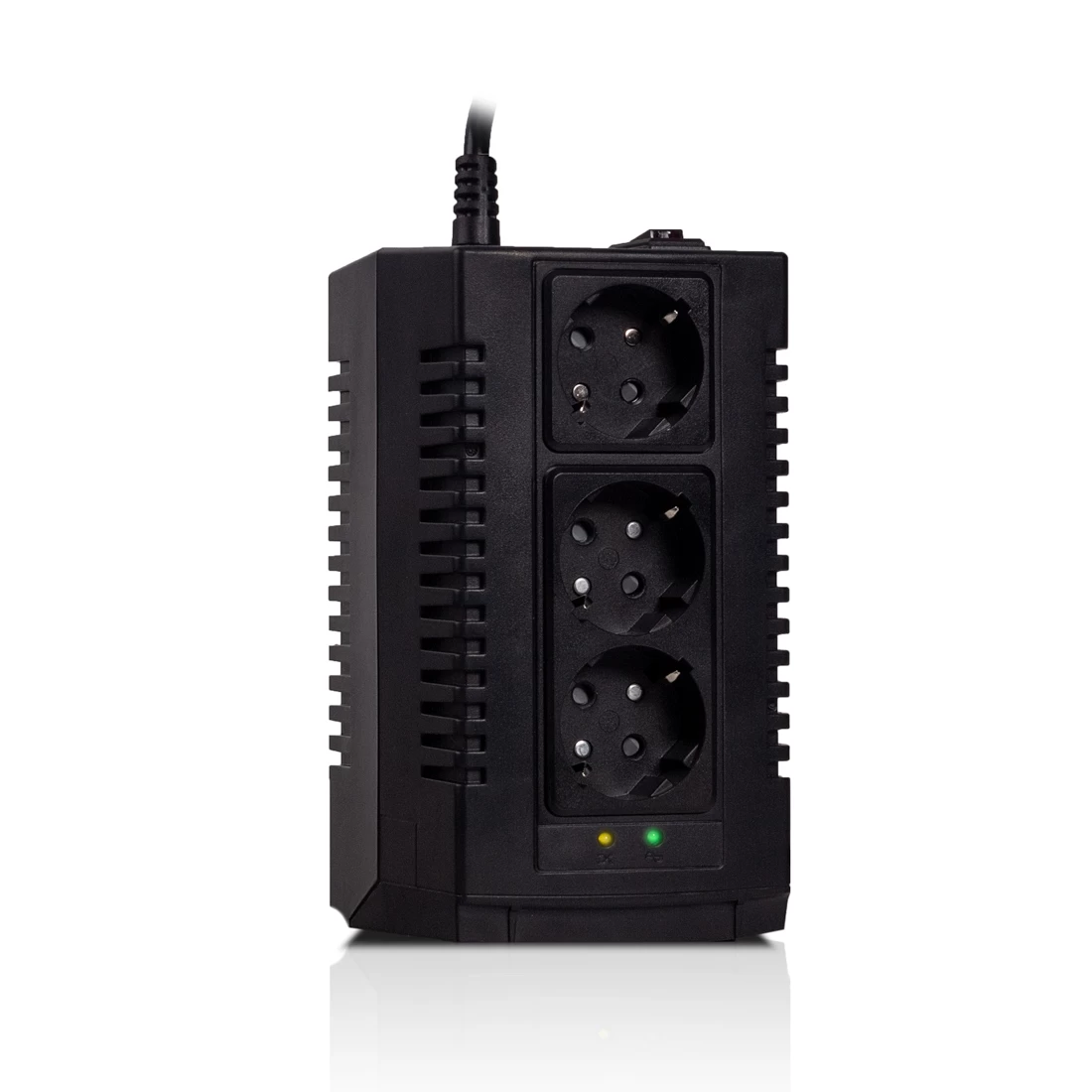 Стабилизатор (AVR), SVC, AVR-1000-S, Мощность 1000ВА/500Вт, Выходное напряжение: 220В +/-10%, LED-ин