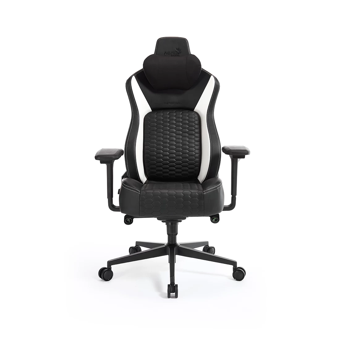 Игровое компьютерное кресло Aerocool, CROWN Pro Racer White, Искусственная кожа PU AIR, (Ш)65*(Г)70*(В)122 (132) см, Черно-Белый