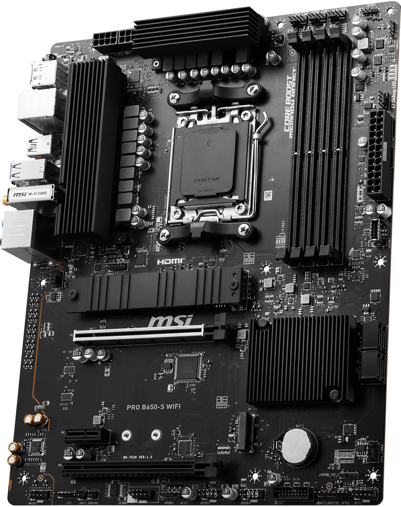 Мат.плата AMD MSI PRO B650-S WIFI AM5 B650 4xDDR5 4xSATA3 RAID 2xM.2 HDMI DP ATX