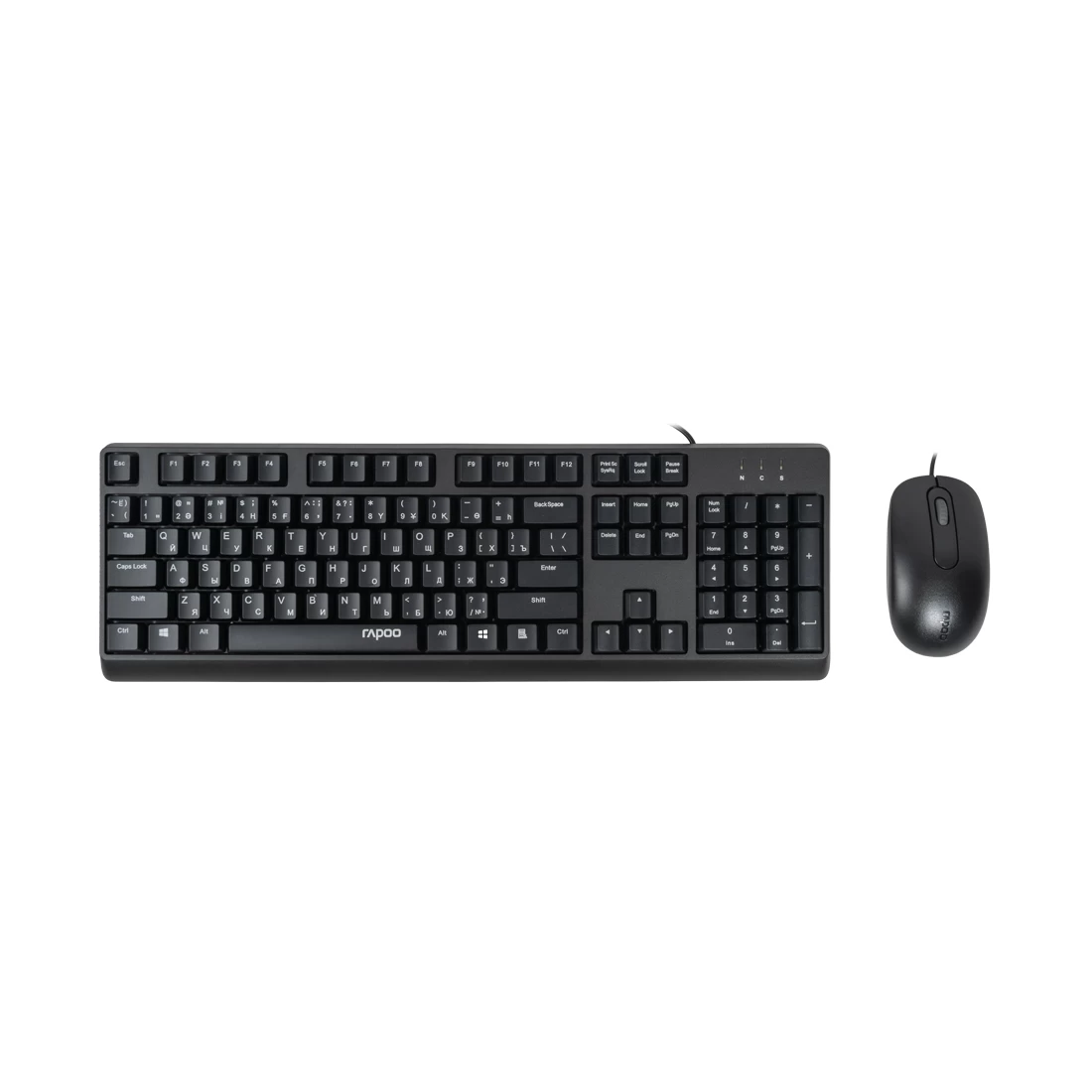 Комплект Клавиатура + Мышь, Rapoo, X130PRO, Чёрный Оптическая мышь, 1000DPI, USB, Анг/Рус/Каз, Длина кабеля 1,5 метра, Кол-во стандартных клавиш 104, 