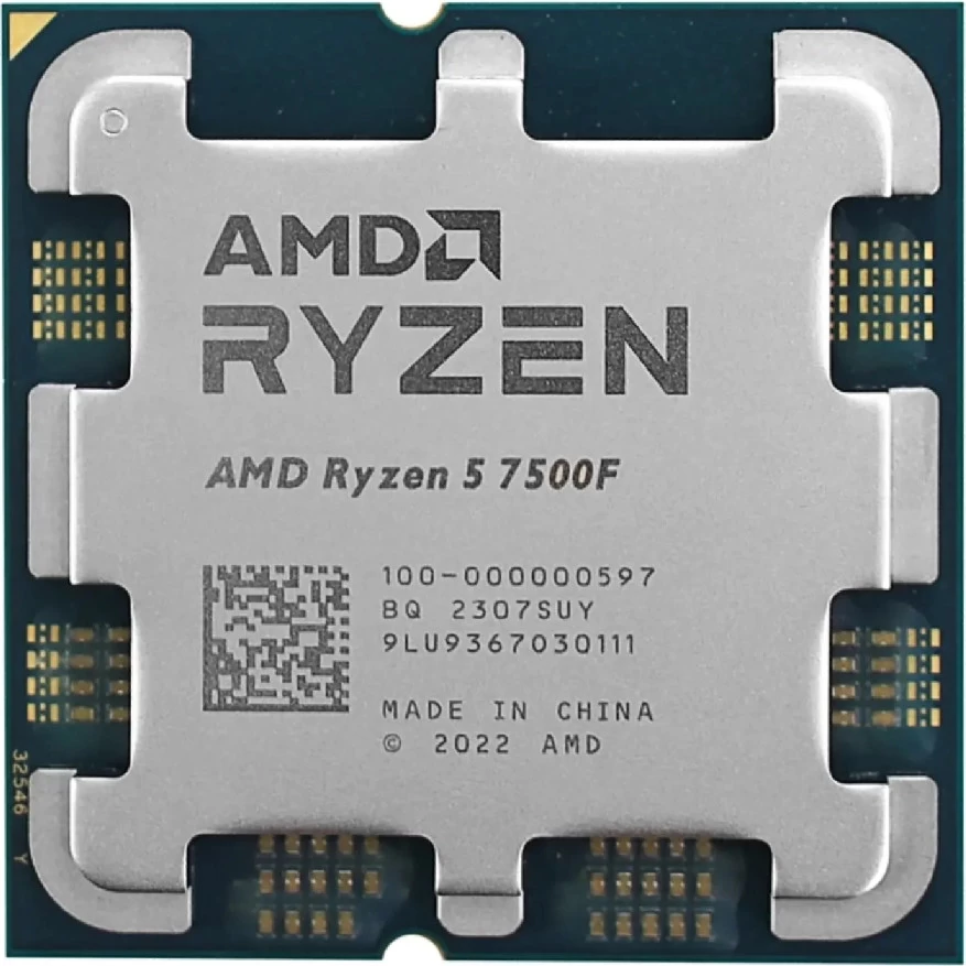 Процессор AMD Ryzen 5 7500F, oem ,CPU 3.7GHz (Raphael, 5.0), 6C/12T, (100-000000597), 6/32MB, 65W, A