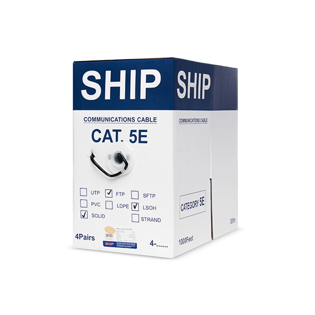 Кабель сетевой, SHIP, D176-P, Cat.6, FTP, 30В, 4x2x1/0.56мм, LSZH, 305 м в катушке (Экранированный)