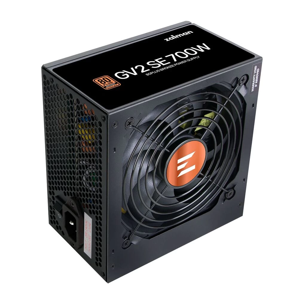Блок питания Zalman, ZM700-GV2SE, 700W, Bronze, APFC, 20+4 pin, 2*4+4pin, 6*Sata, 4*Molex, 4*PCI-E 6+2 pin, Вентилятор 12см, 150*140*86 мм, Черный