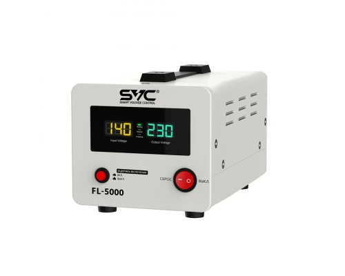 Стабилизатор (AVR), SVC, FL-5000, 5000ВА/5000Вт, Диапазон работы AVR: 140-260В, Выходное напряжение: 220В +/-7%, Задержка включения, Клеммная колодка,